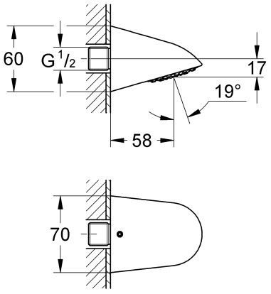 Grohe Relexa Five głowica prysznicowa prysznic górny dla sportowców ścienny chrom 28002000