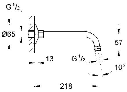 Grohe Relexa ramię prysznicowe 218mm ścienne chrom 27406000
