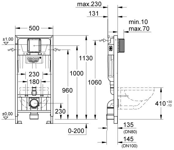 Grohe Rapid SL stelaż podtynkowy do WC 1,13m 38897000