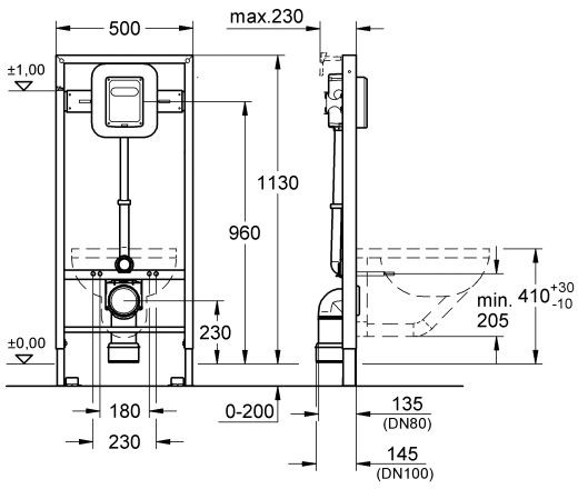 Grohe Rapid SL stelaż podtynkowy do WC 1,13m 38519001