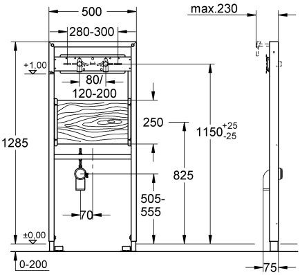 Grohe Rapid SL stelaż podtynkowy do umywalki 1,13m 38554001