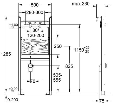 Grohe Rapid SL stelaż podtynkowy do umywalki 1,30m 38544000