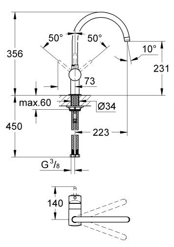 Grohe Minta bateria kuchenna zlewozmywakowa chrom 32917000