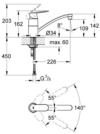 Grohe Eurosmart Cosmopolitan bateria kuchenna zlewozmywakowa chrom 32842000