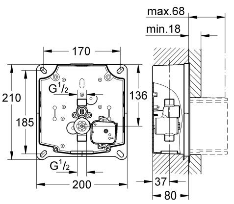 Grohe Rapido U zestaw instalacyjny do pisuaru 37338000