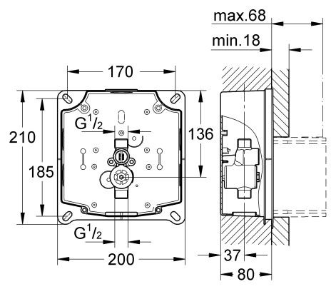 Grohe Rapido UMB zestaw instalacyjny do pisuaru 38787000
