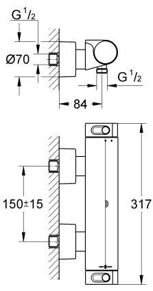 Grohe Grohtherm 2000 NEW bateria prysznicowa termostatyczna ścienna chrom 34169001
