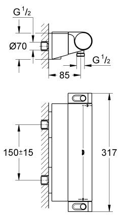 Grohe Grohtherm 2000 NEW bateria prysznicowa termostatyczna ścienna chrom 34469001