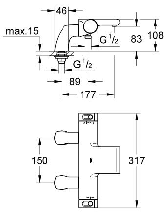 Grohe Grohtherm 2000 NEW bateria wannowa termostatyczna sztorcowa chrom 34176001