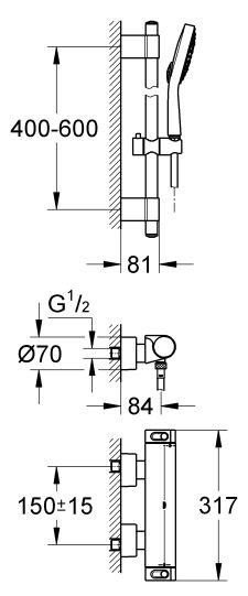 Grohe Grohtherm 2000 NEW bateria prysznicowa termostatyczna z zestawem ścienna chrom 34281001