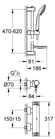Grohe Grohtherm 2000 NEW bateria prysznicowa termostatyczna z zestawem ścienna chrom 34195001