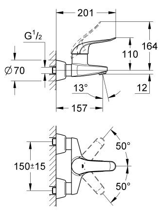 Grohe Euroeco Special bateria umywalkowa ścienna chrom 32776000