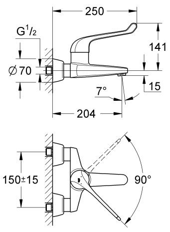 Grohe Euroeco Special bateria umywalkowa ścienna chrom 32795000