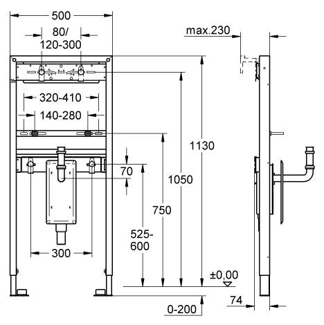 Grohe Rapid SL stelaż podtynkowy do umywalki 1,13m 38625001