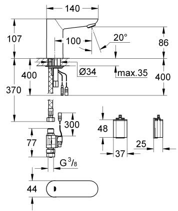 Grohe Euroeco Cosmopolitan E elektroniczna bateria umywalkowa chrom 36271000