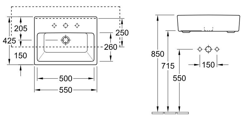 Villeroy&Boch Memento umywalka półblatowa 55cm 55x42,5 biała weiss alpin 41335501