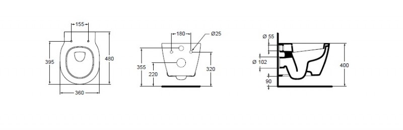 Ideal Standard Connect muszla wisząca krótka 48cm E804601