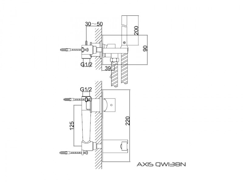 Kohlman Axis bateria bidetowa podtynkowa chrom QW138N
