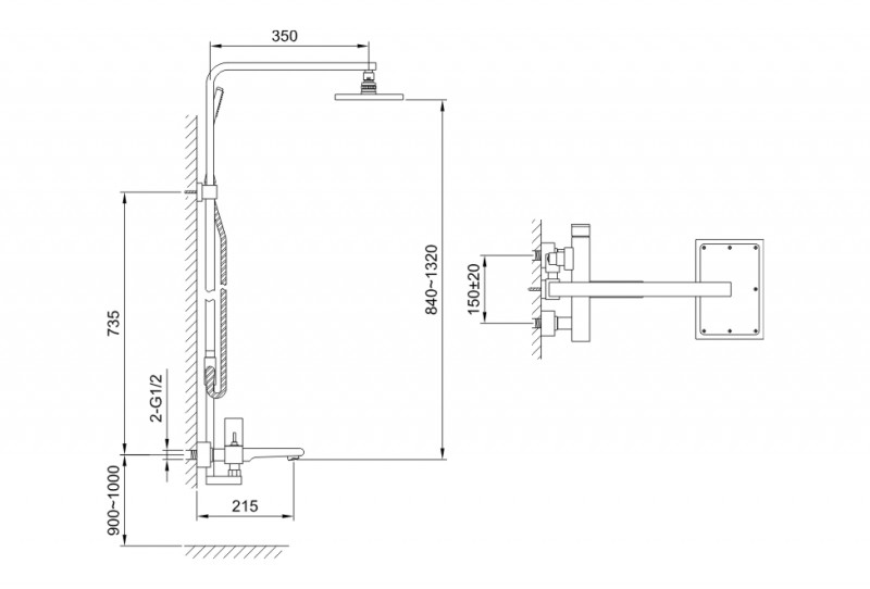 Kohlman Saxo zestaw prysznicowy z deszczownicą i wylewką chrom QW277S