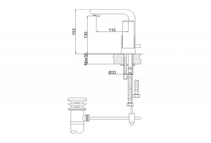 Kohlman Saxo bateria umywalkowa chrom QB100S