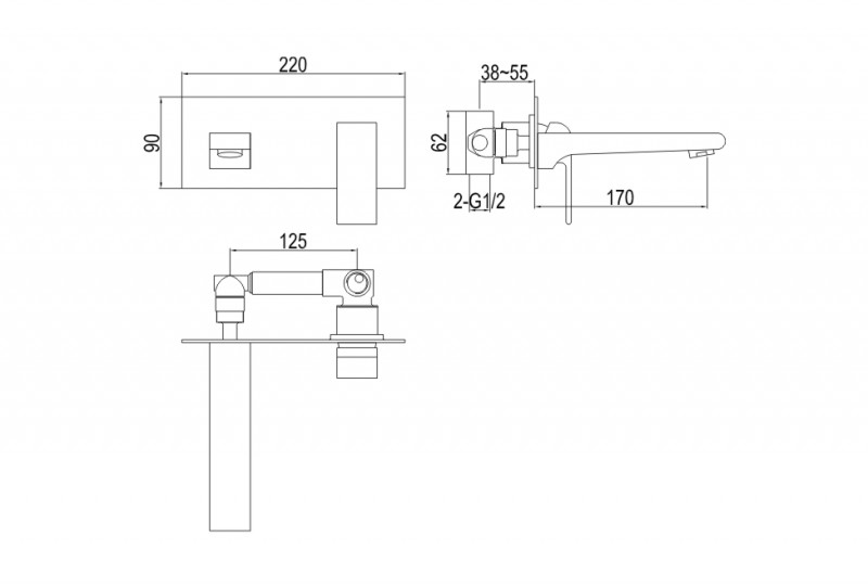 Kohlman Saxo bateria umywalkowa podtynkowa chrom QW185S