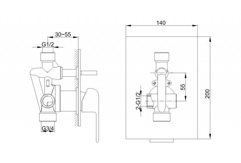 Kohlman Saxo bateria wannowo-prysznicowa podtynkowa chrom QW210S