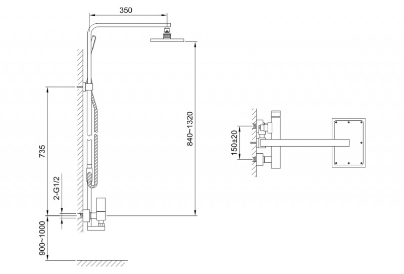 Kohlman Saxo zestaw prysznicowy z deszczownicą chrom QW276S