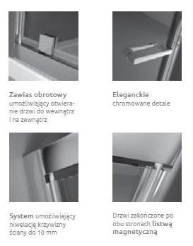 Radaway Twist DW drzwi wnękowe 70cm wahadłowe chrom przeźroczyste Easy Clean 382000-01