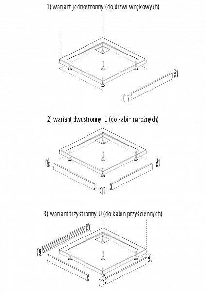 Radaway Argos C brodzik kwadratowy płaski do kompletowania z obudową 100x100 4ACN1010-02