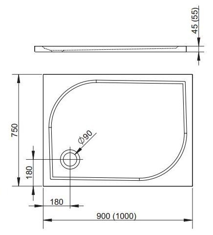 Radaway Delos D brodzik prostokątny płaski 90x75 4D97545-03