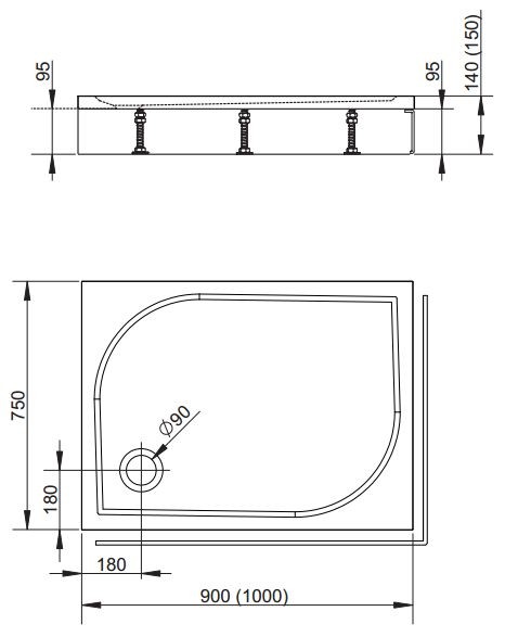 Radaway Delos D brodzik prostokątny z obudową 90x75 lewy 4D97514-03L