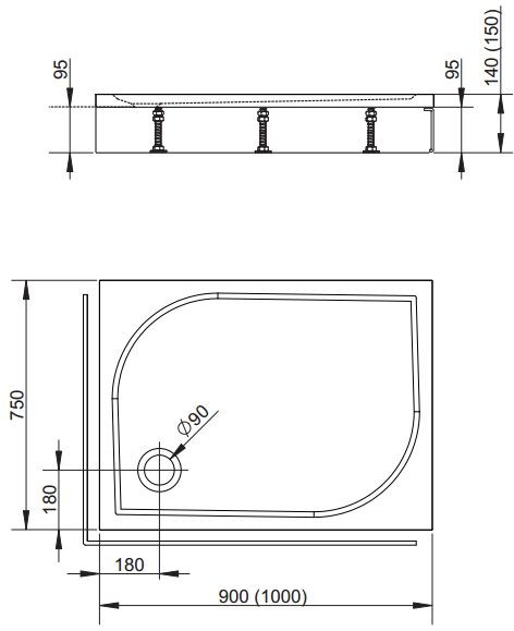 Radaway Delos D brodzik prostokątny z obudową 90x75 prawy 4D97514-03R