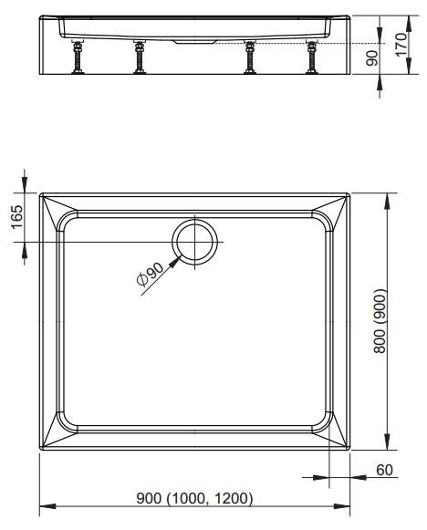 Radaway Laros D brodzik prostokątny ze zintegrowaną obudową 100x80 SLD81017-01