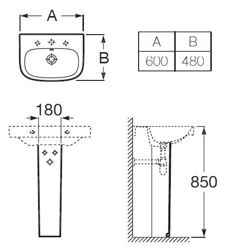 Roca Debba umywalka 60cm 60x48 A325994000