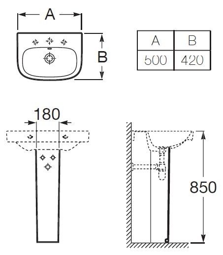 Roca Debba umywalka 50cm 50x42 A325996000