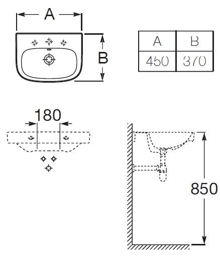 Roca Debba umywalka 45cm 45x37 A325997000