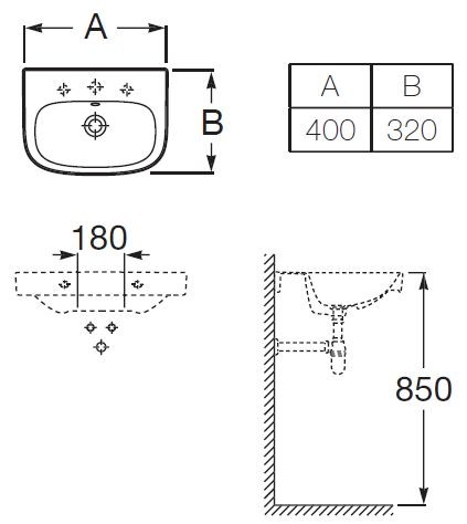 Roca Debba umywalka mała 40cm 40x32 A325998000