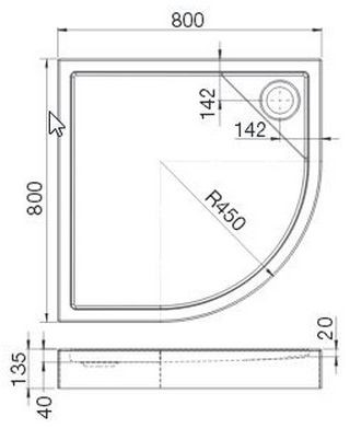 Roca Malaga Rondo Compact brodzik półokrągły z obudową i syfonem 80x80 biały A276258000