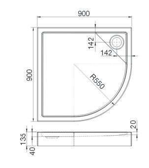 Roca Malaga Rondo Compact brodzik półokrągły z obudową i syfonem 90x90 biały A276260000