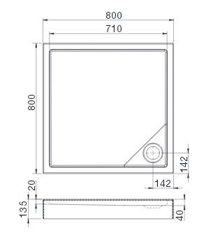 Roca Malaga Square Compact brodzik kwadratowy z obudową i syfonem 80x80 biały A276254000