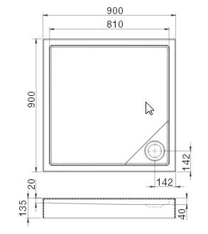 Roca Malaga Square Compact brodzik kwadratowy z obudową i syfonem 90x90 biały A276256000