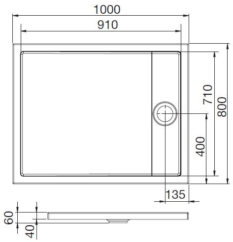 Roca Granada Square Flat brodzik prostokątny 100x80 biały A276261000
