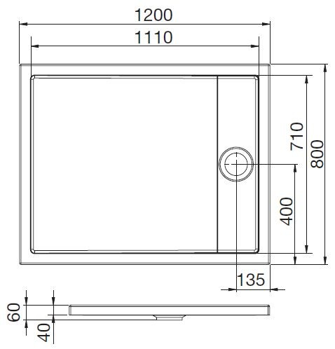 Roca Granada Square Flat brodzik prostokątny 120x80 biały A276262000