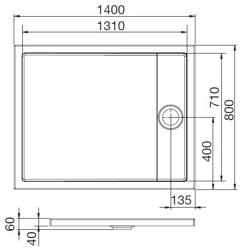 Roca Granada Square Flat brodzik prostokątny 140x80 biały A276263000