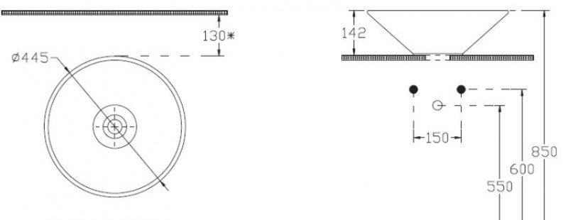 ECE Ronda umywalka okrągła 45cm biały 10AR65045EC
