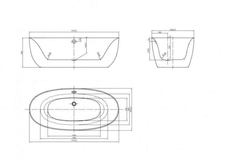 Roca Virginia wanna wolnostojąca 170x80 akryl biały A24T438000