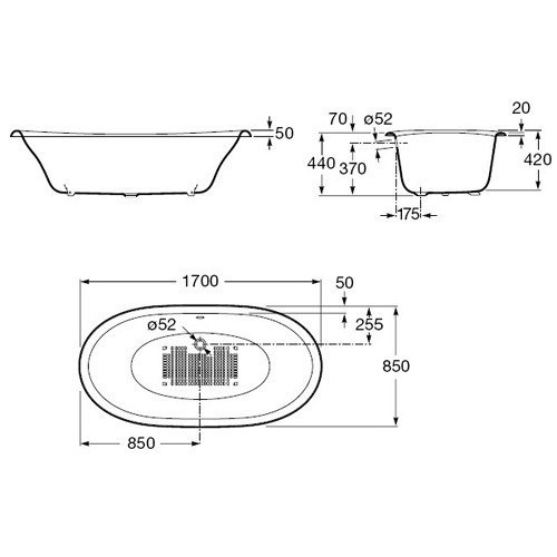 Roca Newcast Classic wanna wolnostojąca 170x85 niebieska A233650004