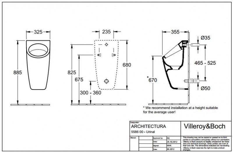 Villeroy&Boch Architectura pisuar biały weiss alpin ceramicplus 558600R1