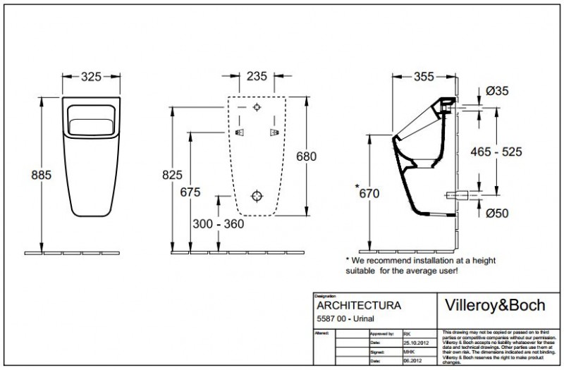 Villeroy&Boch Architectura pisuar biały weiss alpin ceramicplus 558700R1