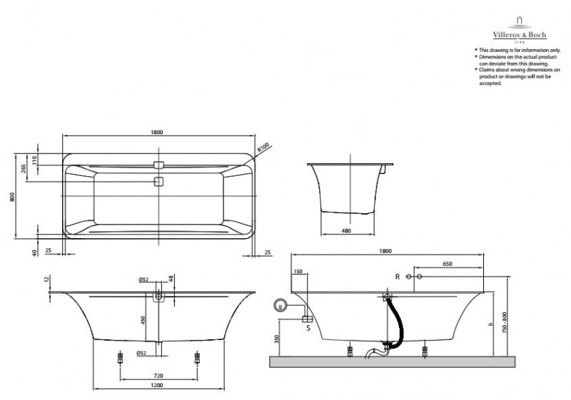Villeroy&Boch Squaro Edge 12 Duo wanna owalna 180x80 biała weiss alpin UBQ 180 SQE 7DV-01